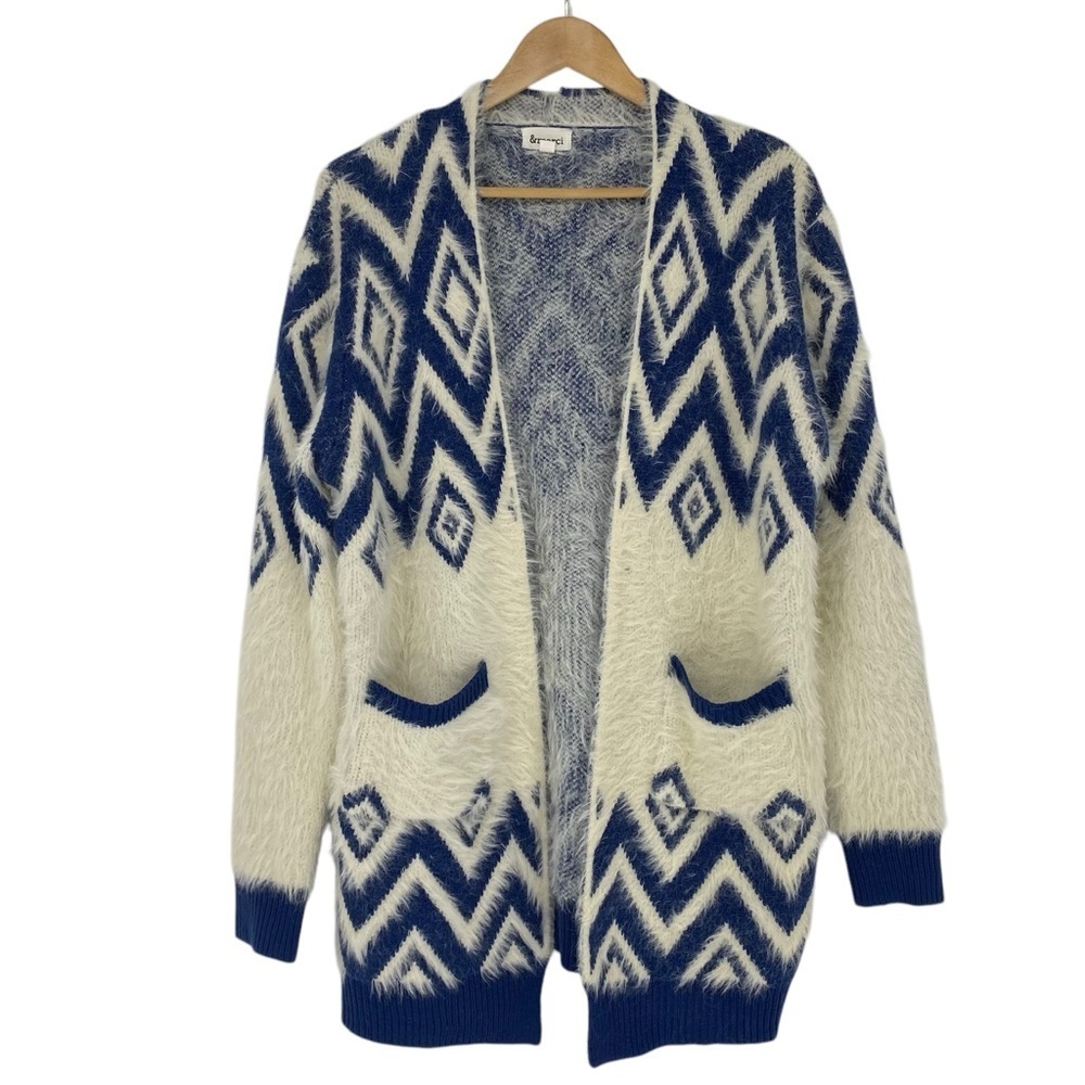 &Merci Southwest Aztec Tribal Soft Fuzzy Cardigan Sweater Wms sz 2XL